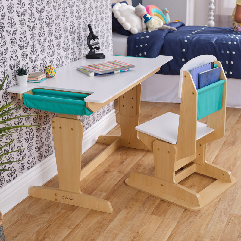 Grow Together Pocket Adjustable 109cm W Desk and Chair Set, Natural