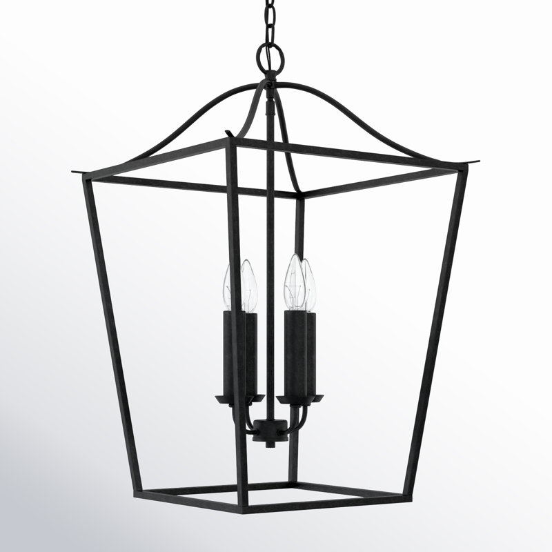 Luminaire suspendu 4 lumières Heidrun, Fer noir
