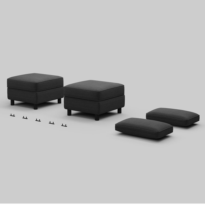 Deux repose-pieds modulaires avec rangement, Gris foncé