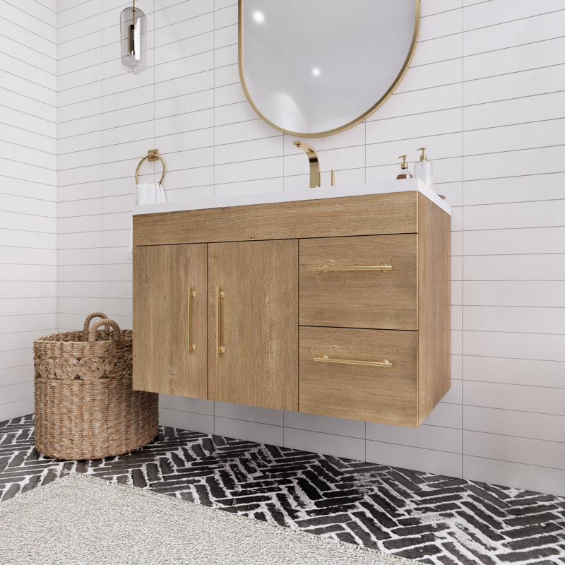 Spring 36'' Single Bathroom Vanity with Acrylic Top, Teak Oak