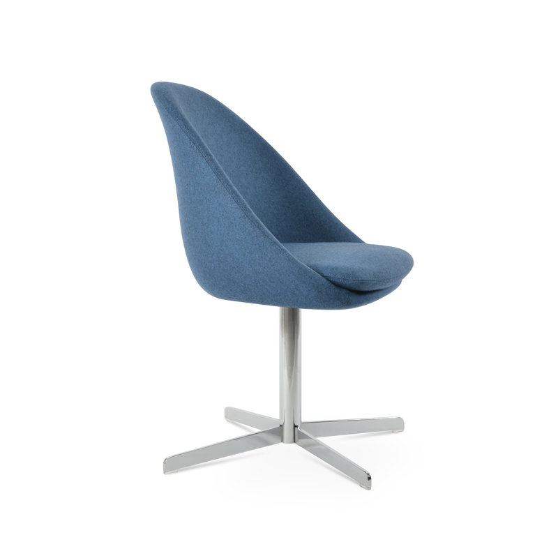 Avanos 4 Star Swivel Side Chair, Petrol Blue, Chrome