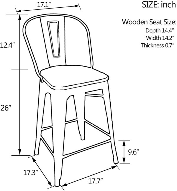 Saleh Bar & Counter Stool Williston Forge Color: Rusty, Seat Height: Counter Stool (24” Seat Height)