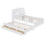 Lit plateforme double en bois avec lit gigogne et tête de lit à DEL, avec tiroirs, blanc-216297917-216297906