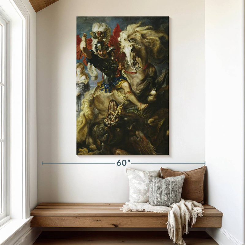 St. George se bat contre le dragon, H 51 po x l 34 po