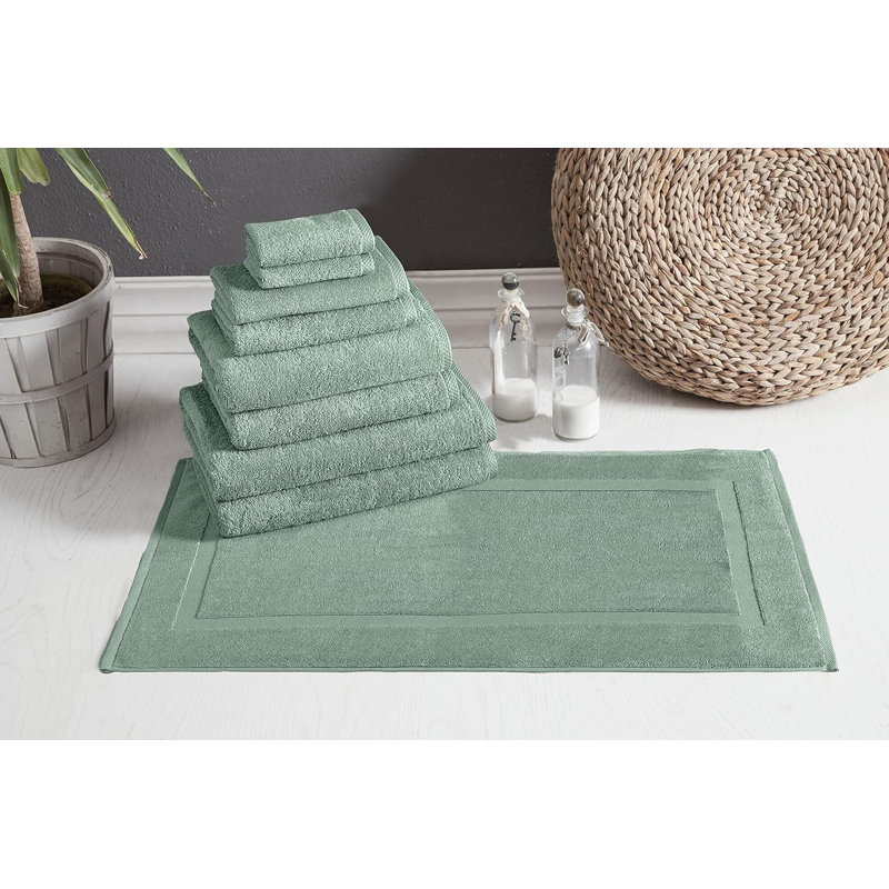 Ensemble de serviettes de bain 9 pièces avec tapis de bain Blatec, Vert