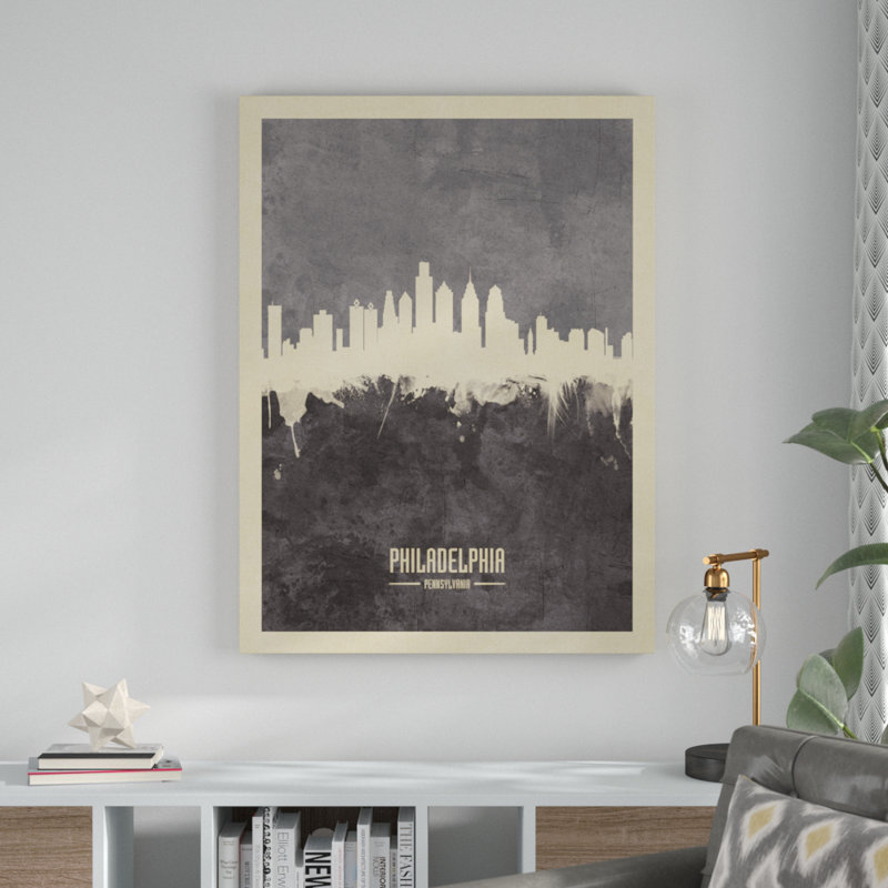 « philadelphia pennsylvanie horizon gray », impression sur toile tendue, H 32 po x l 24 po x P 2 po