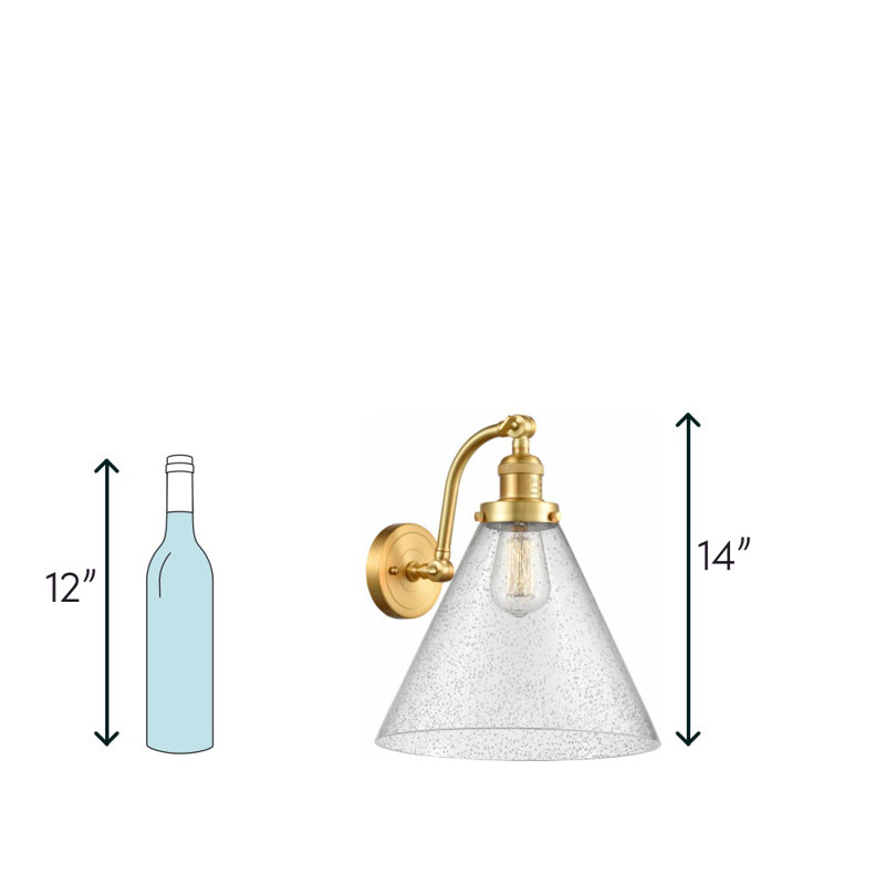 Applique murale 1 lumière Cone, Blanc mat, Ampoule à DEL rétro de 6 watts, Or satiné