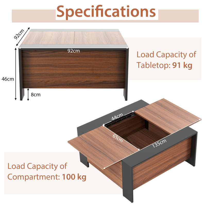 Nadila Coffee Table with Storage, Brown