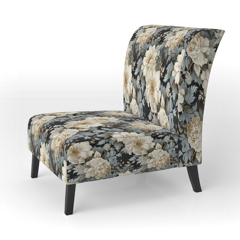 Rustic Victorian Brocade Victorian Motif - Chaise d'appoint de chalet rembourrée à motif floral