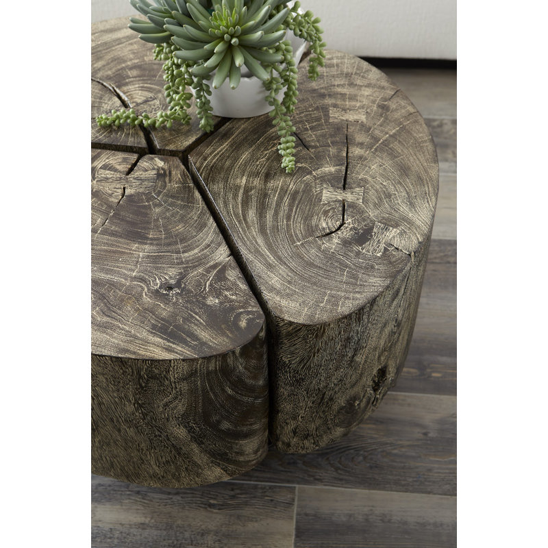 Clover Gray Chamcha Wood Round Coffee Table with Metal Base