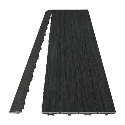 2 in. x 36 in. Quick Deck Composite Deck Tile Straight Fascia in Hawaiian Charcoal