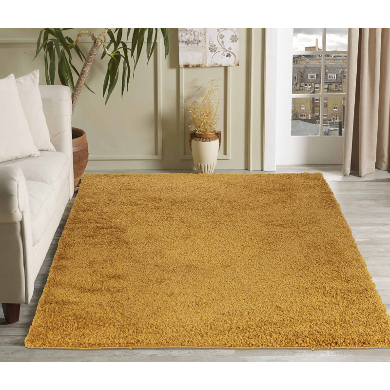 Esterly Gold Shaggy Rug, Rectangle 160 x 230cm