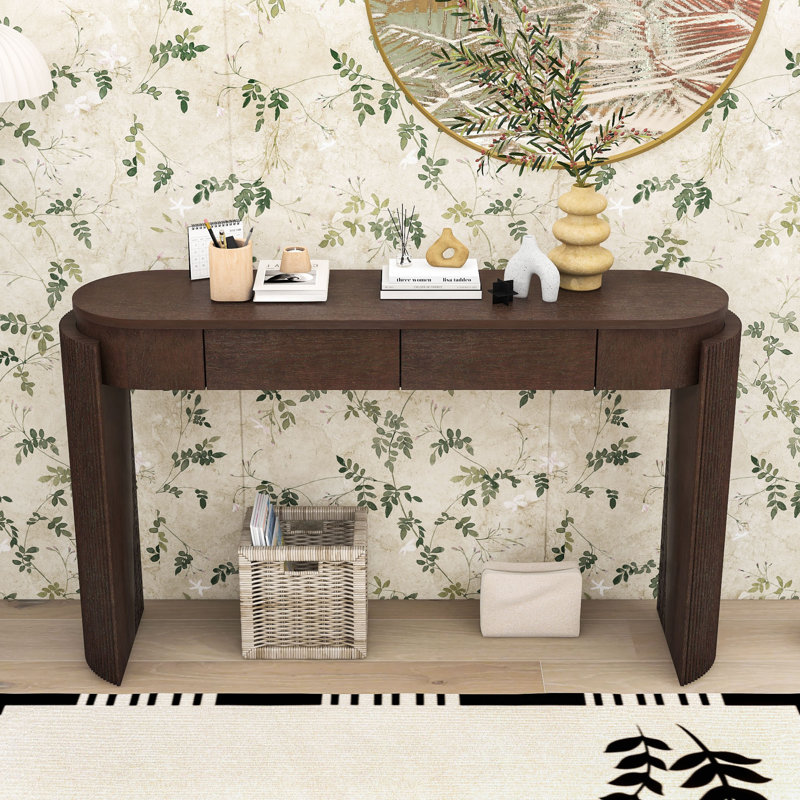 Console rétro en bois avec deux tiroirs dissimulés, Espresso