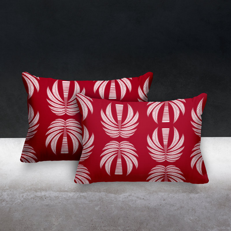 Geometric Outdoor Reversible Throw Pillow, Red