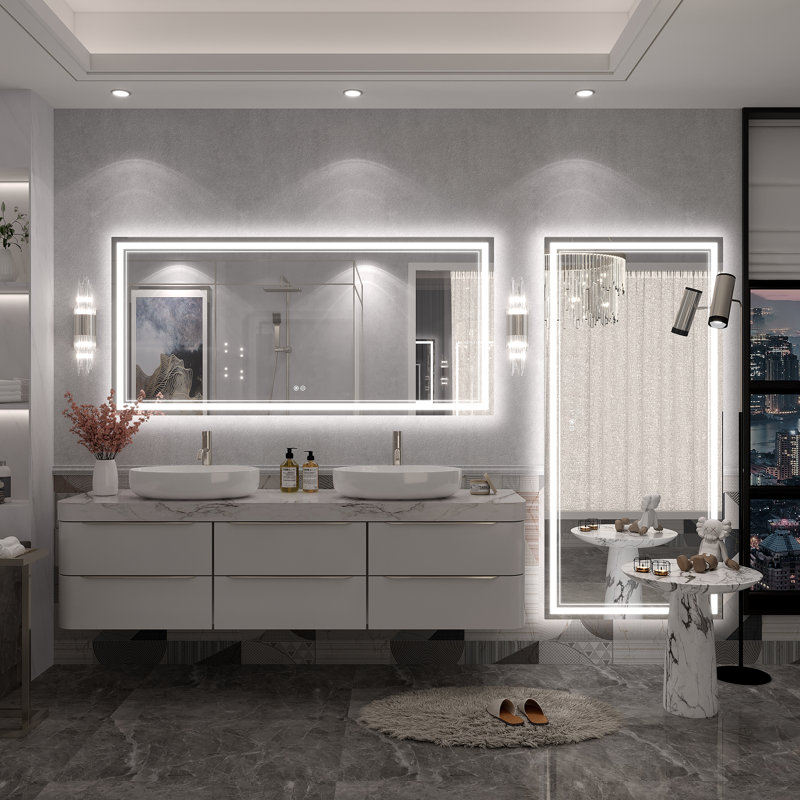 Molly Front & Back LED Anti-Fog Tempered Glass Wall Bathroom Vanity Mirror - UL Certified, 60" x 28"