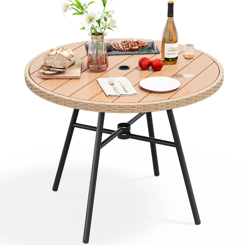 Hufsah Round Outdoor Dining Table , 36.6'' in. W 36.6'' in. D