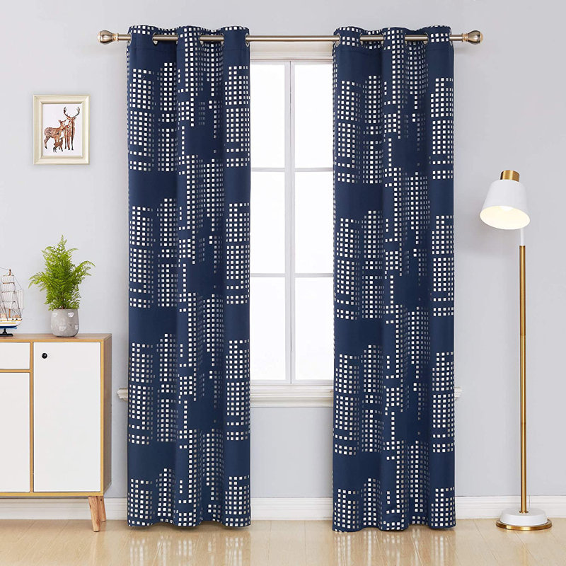 Carmacmoin Room Darkening Curtain Pair, Navy Blue, 42" W x 84" L