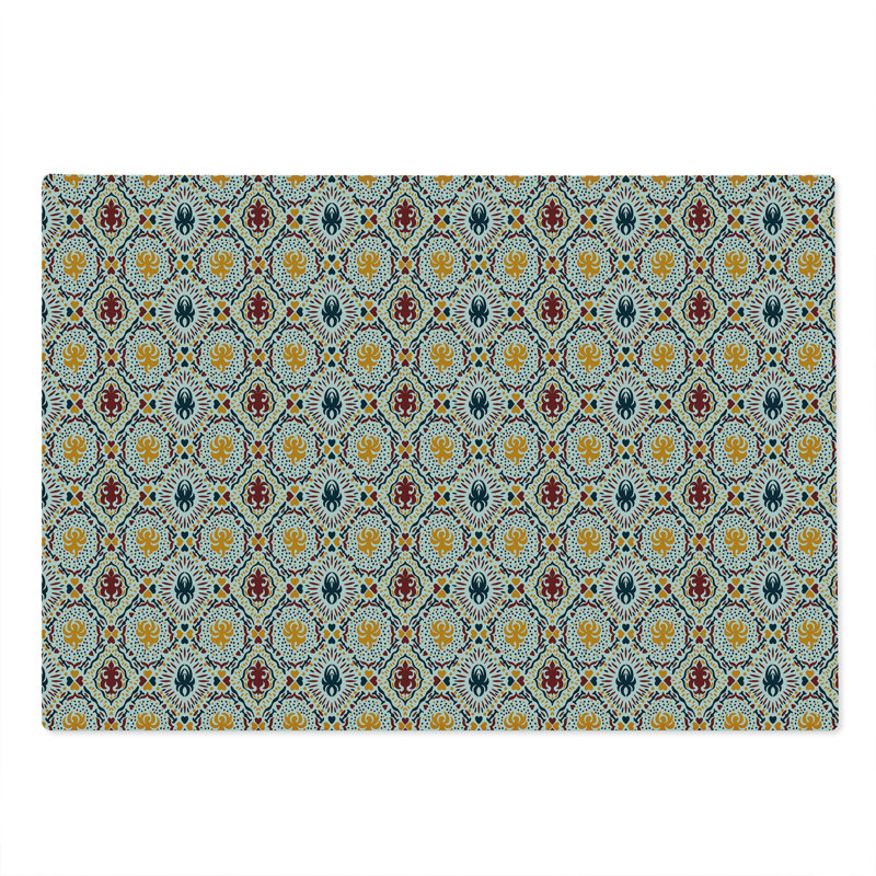 Planche à découper Ambesonne Boho - Chevrons de grande taille à rayures et pois orange bourgogne
