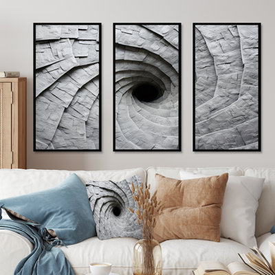 Grey Spiraling Fractal Spiral III - Abstract Spirals Wall Art