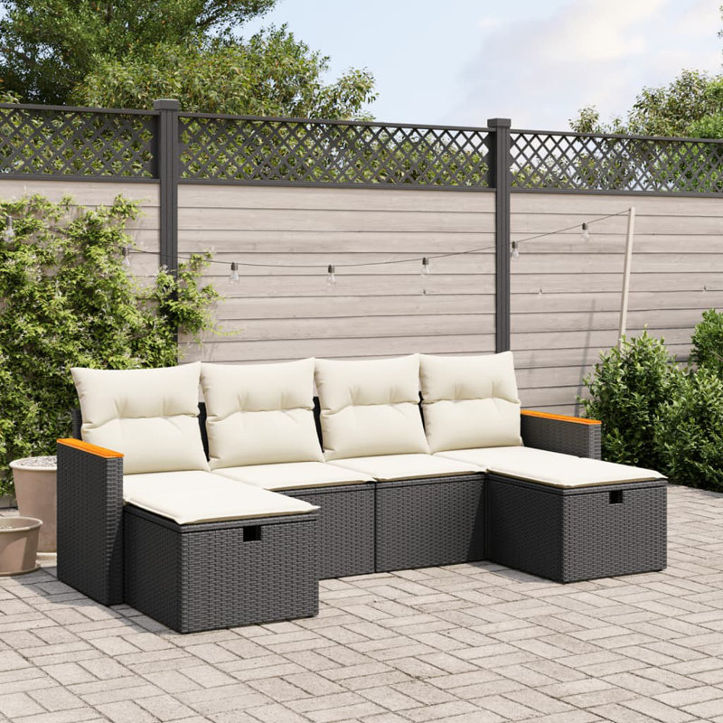 Vidaxl Patio Sofa Set Black, Cream White