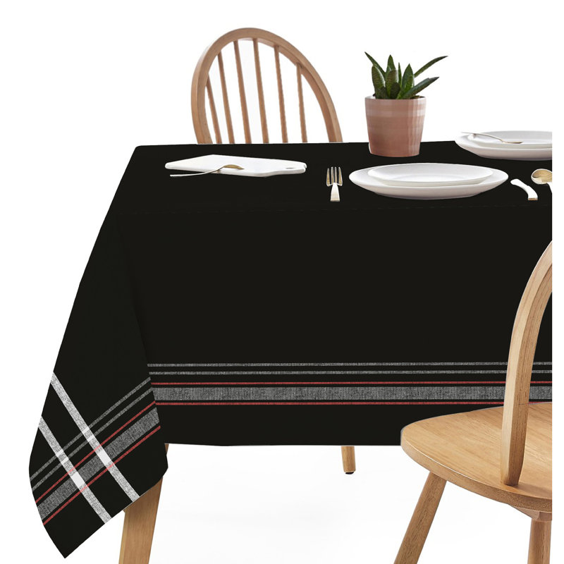 Nappe de couleur unie en mélange de coton, Noir, 72 po x 52 po