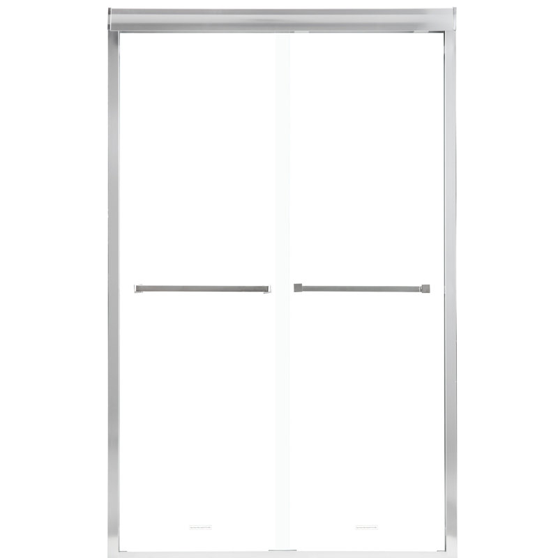 48" W X 76" H Shower Door, Semi- Bypass Sliding, , Scratch Sliding Door 76"H, Finish, Tempered Glass, Silver