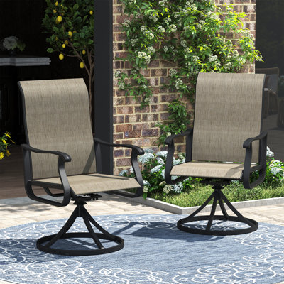 Ensemble de chaises d'extérieur pivotantes en polyester enduit de PVC Elmar (ensemble de 2)