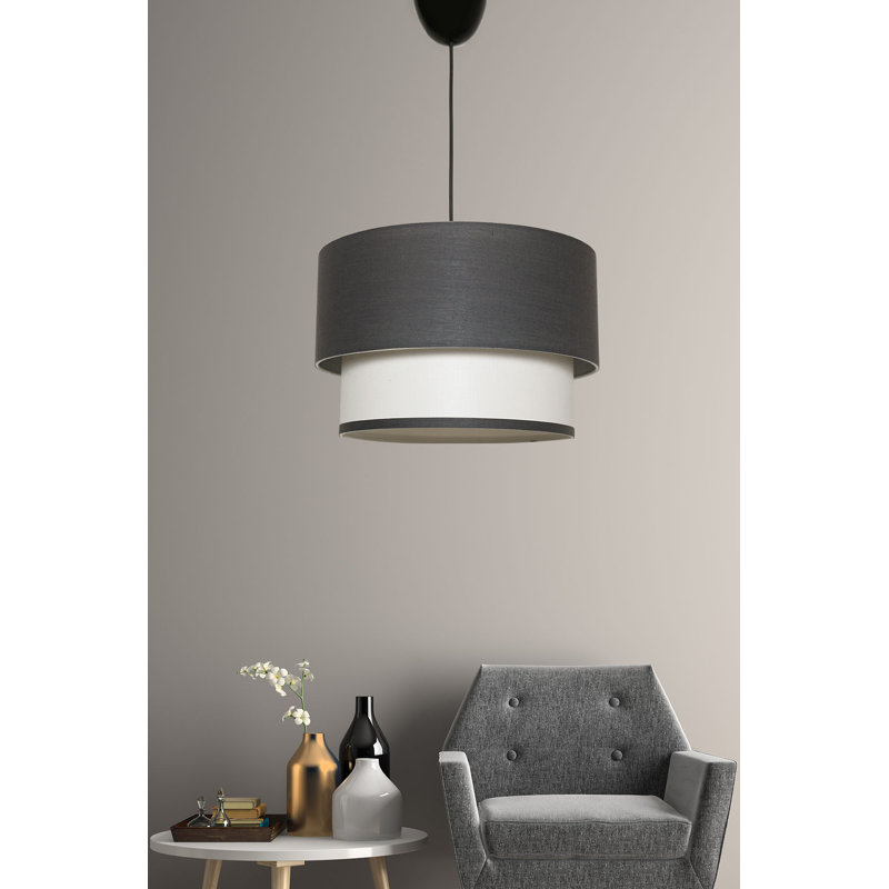 Luminaire suspendu cylindrique à 1 lumière Otoe, Noir, Gris anthracite / blanc