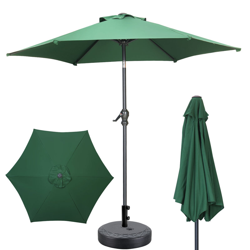 Parasol de patio 7,5 pi avec base, Vert