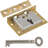 Medium Brass Half Mortise Chest or Box Lock with Skeleton Key