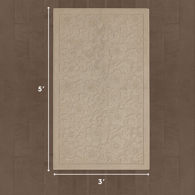 Laura Ashley Rosemoor Hi-Low Tufted Rugs, Beige, Rectangle 3' x 5'