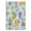 Tapis rectangulaire tissé à la machine en polyester bleu / jaune / vert-69955182