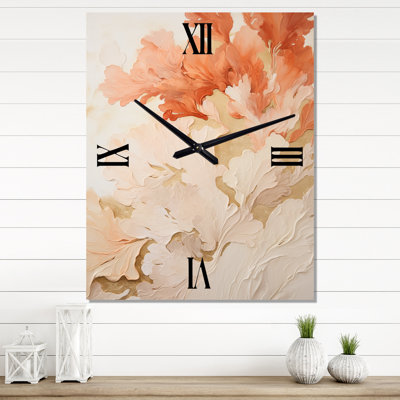 Pink And White Coastal Coral Collage III - Coastal Coral Modern Wall Clock