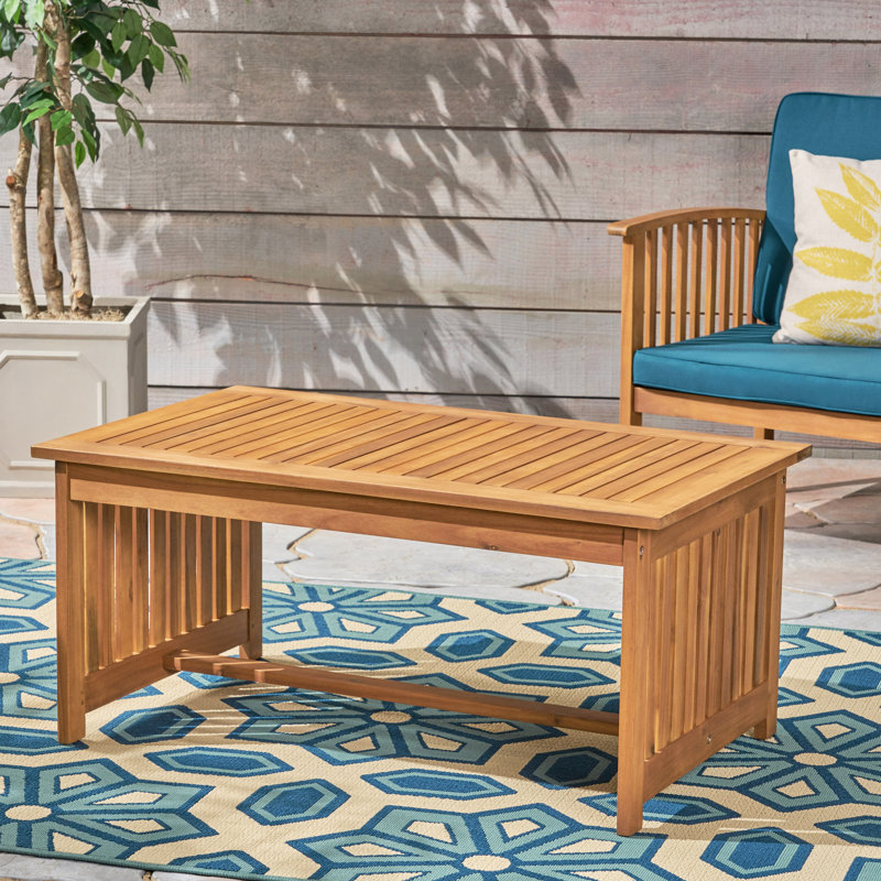 Table basse 40 po x 24 po 18,44 po en bois à patine brune pour l'extérieur avec terrasse
