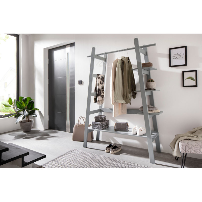 Elmor Solid Wood Freestanding 1 - Hook Wardrobe Stand, Gray