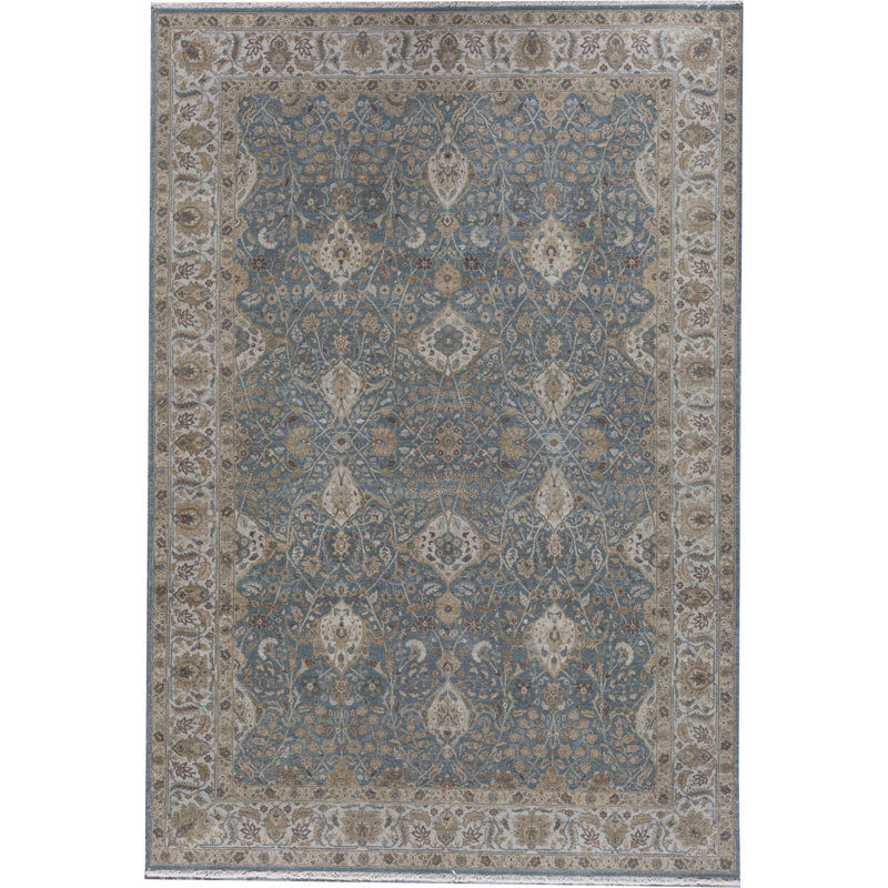 Signature Wool Oriental Area Rug in Blue/Beige