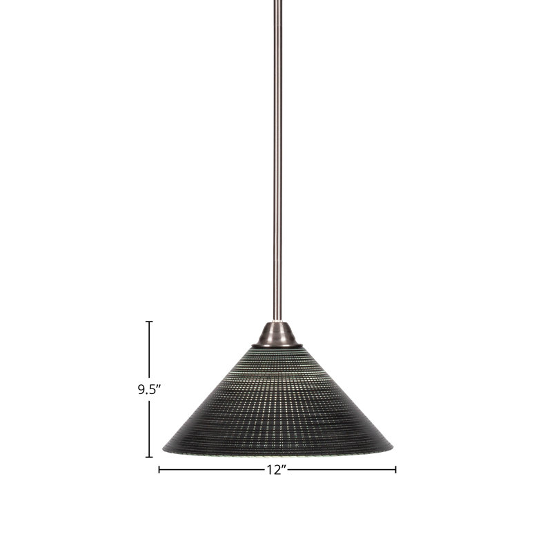 Ayrshire Paramount Stem Hung Pendant Shown In Brushed Nickel Finish Matrix Glass, Black, 57.5" H x 12" W x 12" D