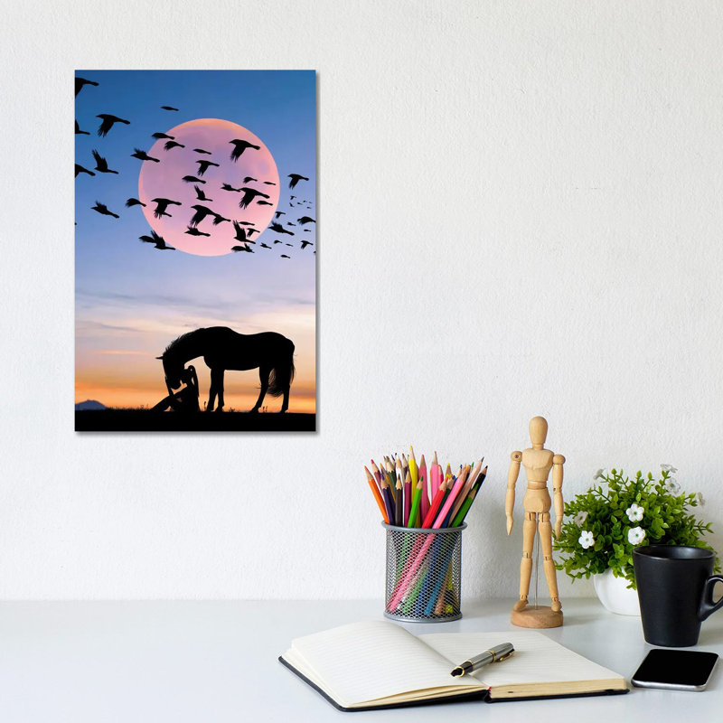 Horse And Woman by Abdullah Evindar - Wrapped Canvas Print, 20.32 cm H x 30.48 cm W