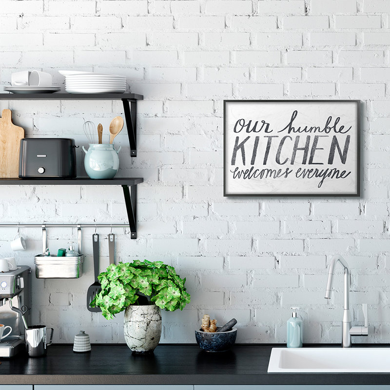 «Minimal Our Humble Kitchen Expression Text» par Katie Doucette - impression d'art graphique, H 16 po x l 20 po x 1,5 po