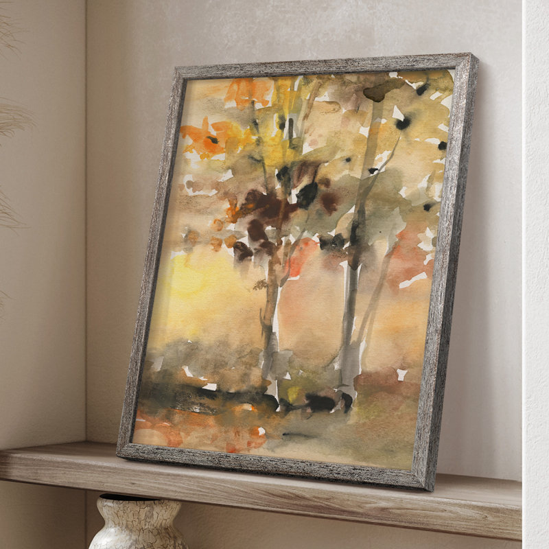 «Fall Foliage Watercolor II», reproduction encadrée - bois massif, H 21 po x l 17 po