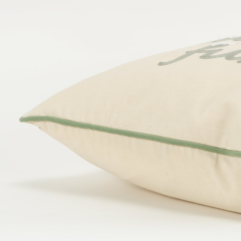 Natural Ivory Embroidered Cotton Winter Sentiment Pillow