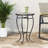 Transitional Outdoor Accent Table - Powder-Coated Metal Frame & Tile Mosaic Top - 14" Minimalist Patio Side Table
