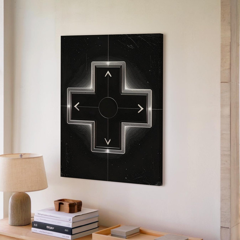 Art mural mural sur toile, console de jeu minimaliste en toile, prêt à accrocher, H 18 po x l 24 po