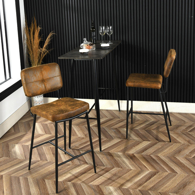 Gagrani Upholstered Counter Stool with Metal Frame, Brown
