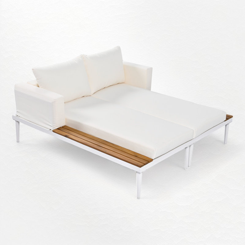 55.02 " W Patio Daybed with Cushions, Beige