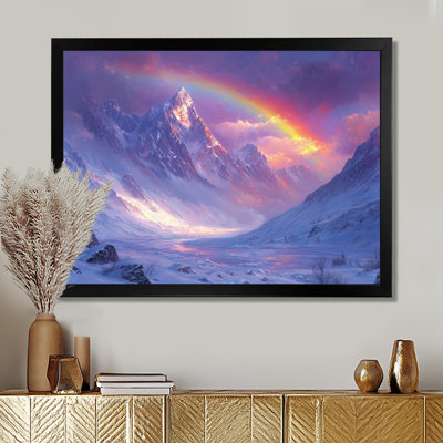 Arc-en-ciel et les montagnes enneigées III - art mural arc-en-ciel