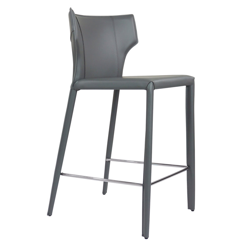Katlyne Upholstered Counter Stool with Metal Frame, Gray