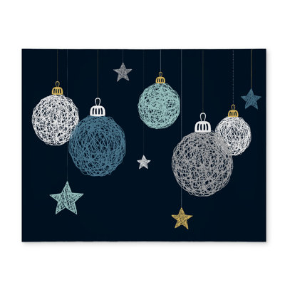 Christmas Ball Vector Blue Polyester Placemat - Home Decor