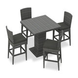 District Outdoor 5 - Piece Bar Height Dining Set with Cushions