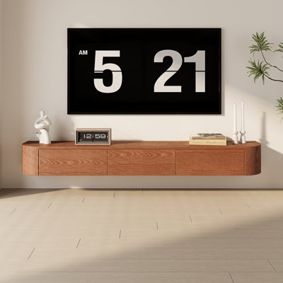 Meuble télé 71 po avec 3 tiroirs de rangement flottants bruns